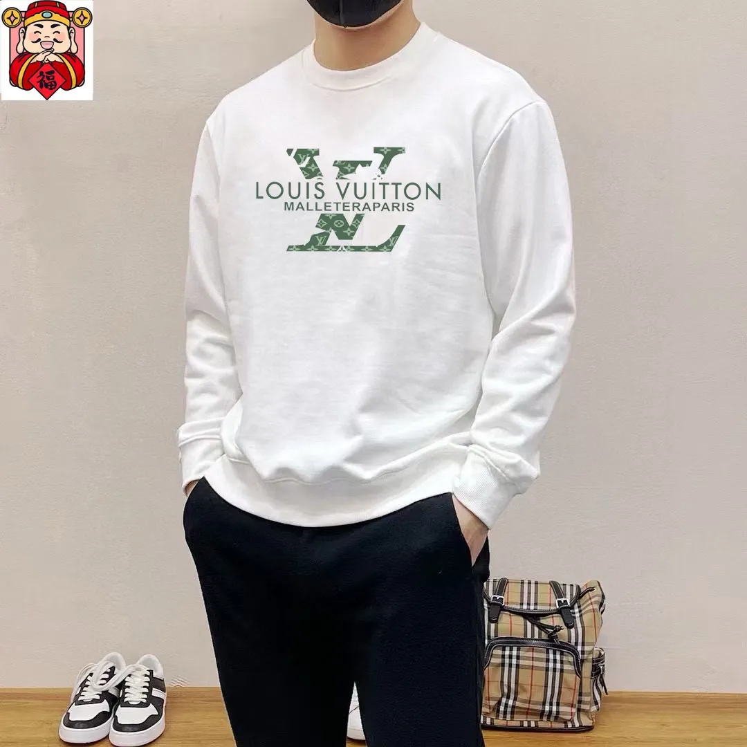 🅿️220 brand [LV Louis Vuitton] (good news for fat people) 2025ss autumn latest long-sleeved round-neck sweatshirt, on sale simultaneously on the official website. Refreshing and breathable. Made of top Tencel Roman. Comfortable and soft. 3D three-dimensional clarity. Super fashion sense. Great for gifting and keeping for yourself. Size: M-5XL (can wear up to 220 pounds)